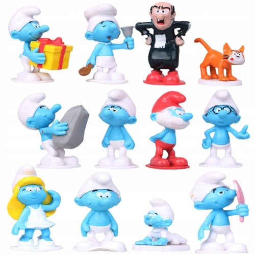  12x SMURFS FIGURINES AJÁNDÉK KÉSZLET GARGAMEL CLICKER süteményekhez