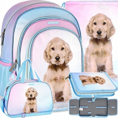  Többrekeszes iskolai hátizsák DOG CUTIES Starpak Shades of blue, Shades of pink, Multicolor 23 l + 3 egyéb termék