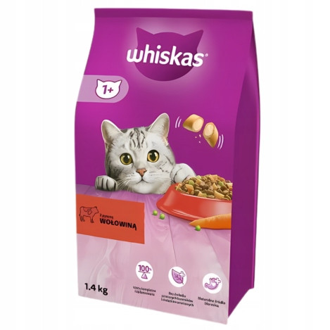  WHISKAS FELNŐTT 3,8 KG SZÁRAZ MACSKAELEDEL MARHAHÚS