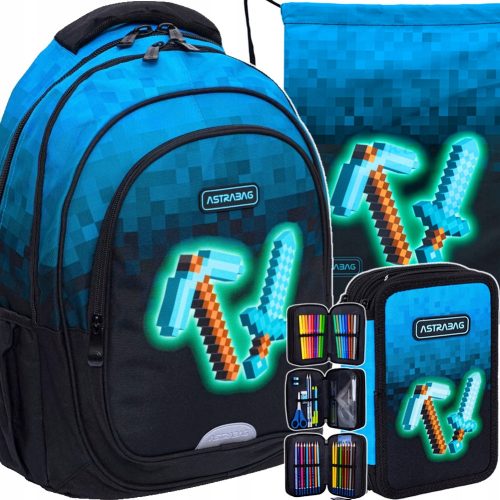  Astrabag Blue Pixel hátizsák + 2 egyéb termék