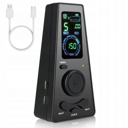  ELEKTRONIKUS METRONOME LCD pontos + hangos 40-208 BPM USB-C időzítő