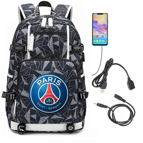  A4-ES NAGY VÍZÁLLÓ USB HÁTIZSÁK PSG PARIS MINTÁK