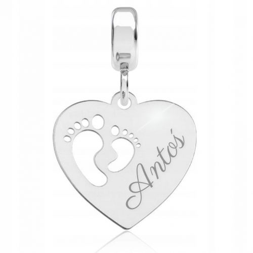  Charms Heart Feet Ezüst 925 Anyának A GREVÉSED Ajándék medál