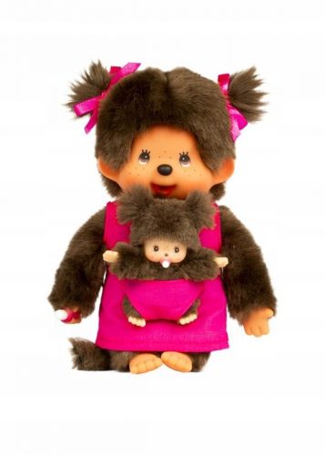  Bandai 23620 Monchhichi plüss anya és gyerek rózsaszín