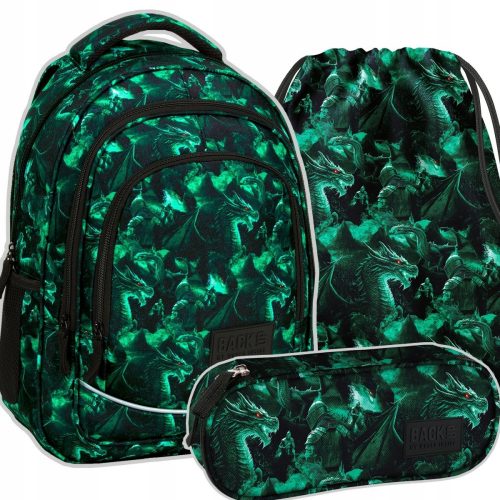  Tartós többrekeszes iskolai hátizsák, fekete, Shades of green, 26 l + 2 egyéb termék