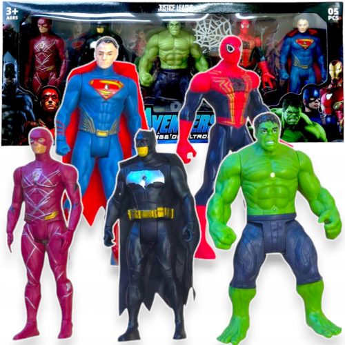  AVEGERS FIGURINES NAGY KÉSZLET 5 az 1-ben PÓKMAN BATMAN HULK SUPERMAN FIGURA