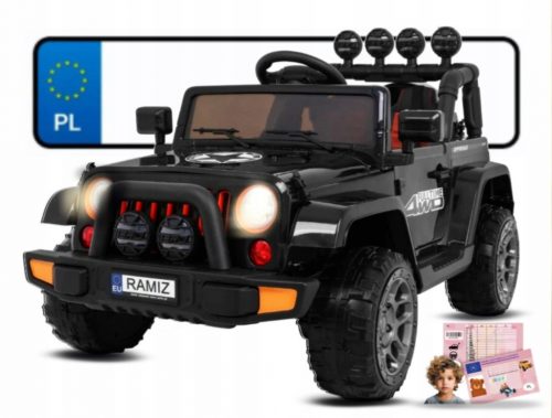  Teljes munkaidős 4WD terepjáró gyerekeknek fekete + 4x4 hajtás + távirányító + audio L