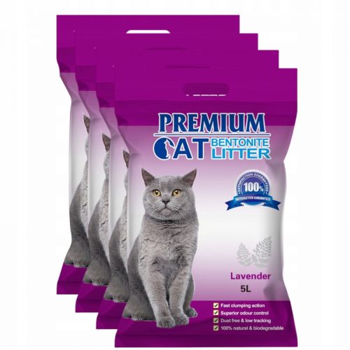  Prémium Cat Clumping Bentonite alom - Levendula macskáknak, illatosított 5L