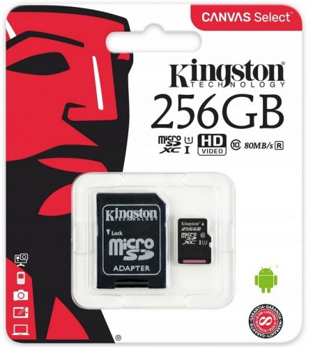 KINGSTON MEMÓRIAKÁRTYA 256 GB MICRO SD CLASS 10 SD ADAPTERRE