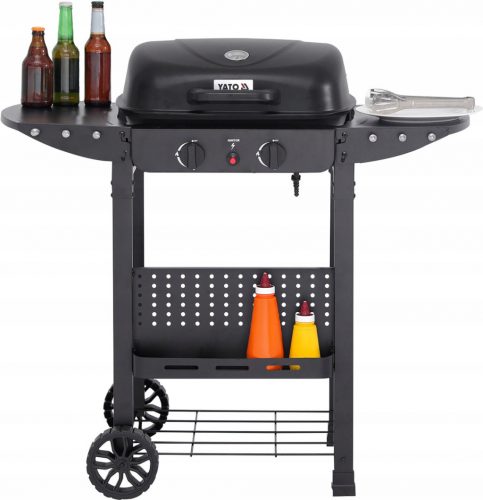  YATO KERTI GÁZGRILL 2 ÉGŐS 5KW FEKETE NAGY GRILL 47x37cm