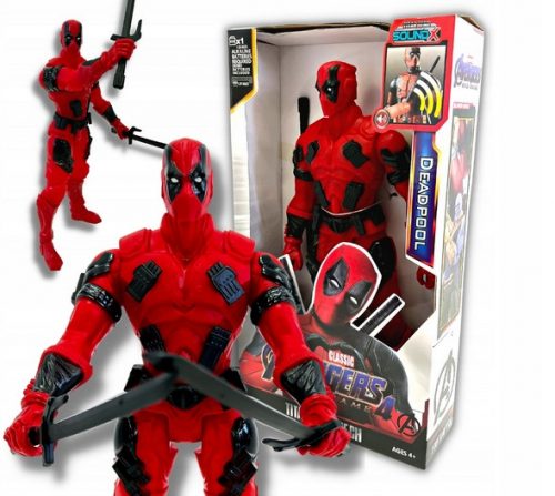  DEADPOOL SZUPERHŐS FIGURA FÉNYHANG MOZGATÓ