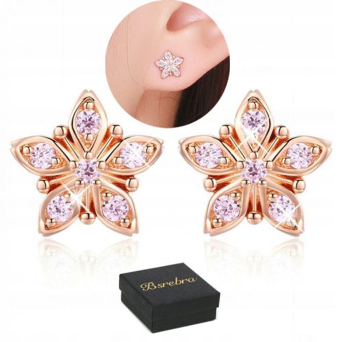  Rose Gold 925 Ezüst FÜLBEvaló Virágok EZÜST Studs Studs