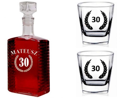  GRAVÉSES KARÁFÓ 6 VÉSÜLT WHISKEY POHÁRVAL