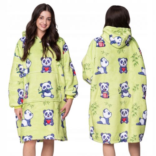  BLANKET SWEATSHRT Oversize 2 az 1-ben BLANKET SPÓLÓ XXL PANDA mintás születésnapi ajándék karácsonyi