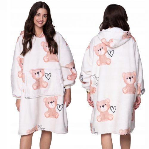  BLANKET SWEATSHRT Oversize 2 az 1-ben TAkarÓ PULÓPÓL XXL BEARRS mintás születésnapi ajándék karácsonyi