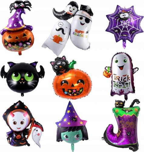  9x HALLOWEEN Léggömbök HALLOWEEN Léggömb KÉSZLET GOMB TÖK COVERBEB SZELLEM