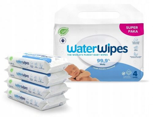  WaterWipes tiszta vízbe áztatott biológiailag lebomló törlőkendők 4x60 db