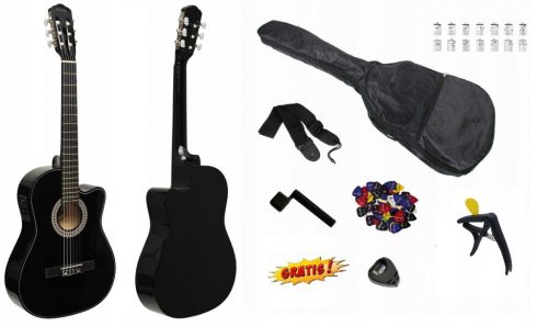  ELEKTROKLASSZIKUS GITÁR 4/4 MONTANA CEQ BLACK GLOSS + KIEGÉSZÍTŐK - SZETT