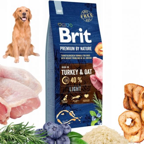  BRIT PREMIUM BY NATURE LIGHT TURKEY Száraztáp pulykával és zabbal 15 kg