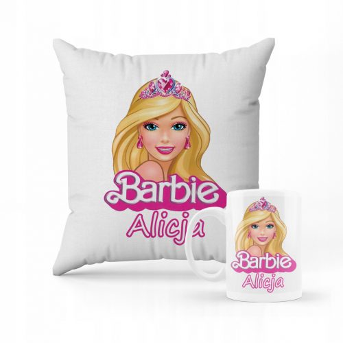  PÁRNA SZETT + BÖRÉS AJÁNDÉK BARBIE GYERMEKNEK Barbi BABA + NÉV #2