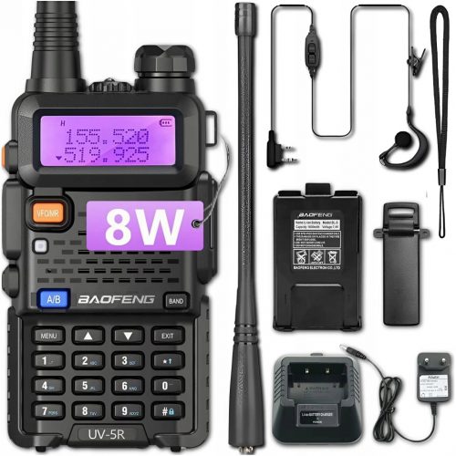  BAOFENG UV-5R 8W PMR FM WALKIE TALKIE RÁDIÓTELEFON + KÉSZÜLÉK