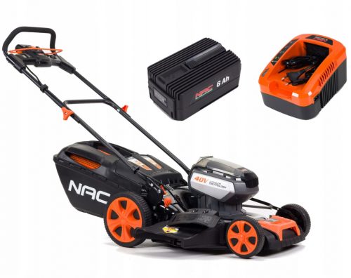  NAC BATTERY fűnyíró 46 cm 40V INDUKCIÓS motor Acél 4 az 1-ben + AKKUMULÁTOR 6 Ah