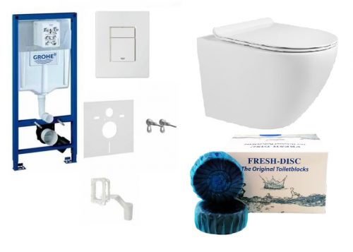 WC SZETT Grohe 39448000 váz friss fehér + pereme nélküli wc csésze + kockák