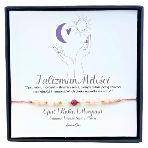  LOVE TALISMAN Női karkötő LOVE AMULET morganit opál rubinból