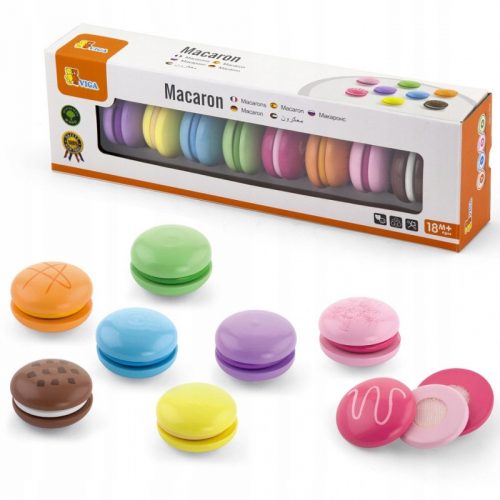 Fából készült sütik készlet színes macaroons