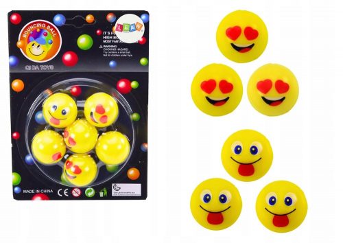  Sárga Emoji gumigolyó készlet 6 db