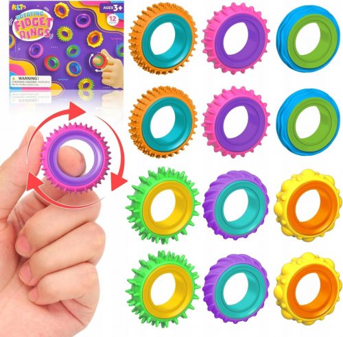  Fidget Toys érzékelő gyűrűk gyerekeknek: 12db Finger Spinner gyűrűk