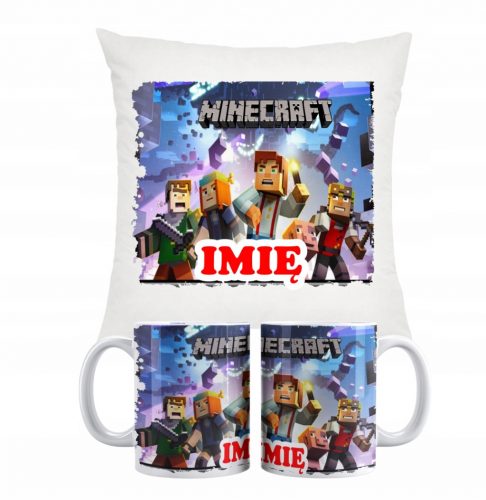  MINECRAFT PLAYER BÖGRE ÉS PÁRNA KÉSZLET RAJÍTÓI AJÁNDÉKHOZ + NÉV