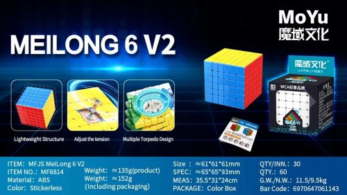  MOYU Meilong 6x6 V2 Magnetic Magic Speed Cube