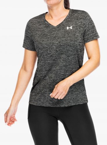  Under Armour Tech V-Twist női edzőpóló fekete/fehér L