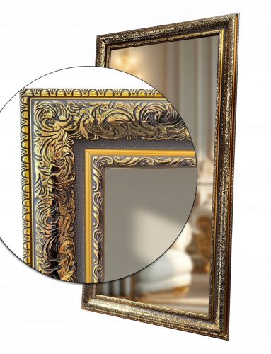  Tükör ARANY fa vastag keretben 9cm ART DECO 180x80 sakktábla