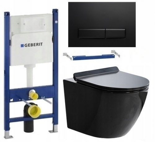  WC SZETT GEBERIT BASIC UP100 KERETES TÁL SLIM ARBO BLACK GLOSS