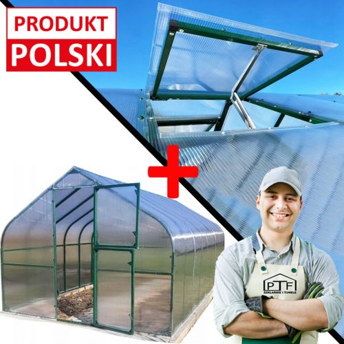  ÜVEGHÁZ POLIKARBONÁT AGULAT 12M2 300X400 PTF POLISH GREEN + ABLAK TARTALMAZ