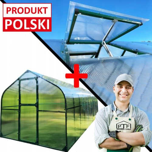  ÜVEGHÁZ POLIKARBONÁT AGULAT 15M2 250X600 PTF POLISH GREEN + ABLAK TARTALMAZ