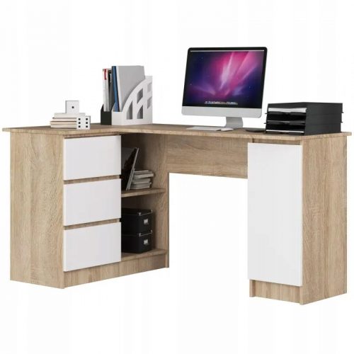 Corner Desk laptop B20 balra 155 cm -es fehér Sonoma