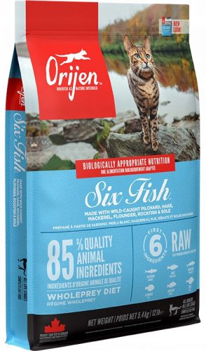 Granulátum macskáknak - Orijen Cat 6 hat hal 5,4 kg + futár