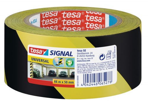 tesa figyelmeztető szalag sárga és fekete 66m x 50mm