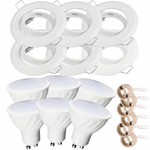 Set 6x LED GU10 8W halogén kötő fehér kerek