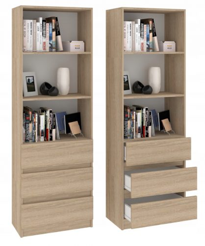 Book Bookcase 3 fiókok 3 Half Sonoma B-3