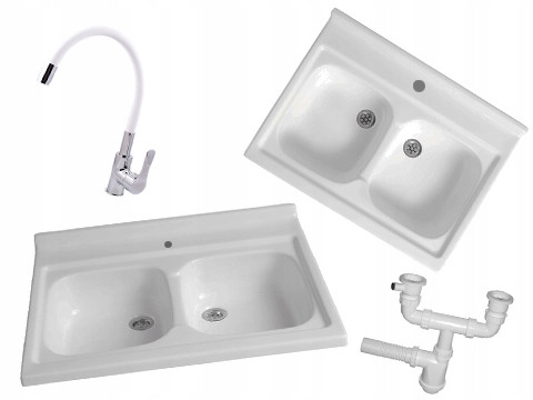 Mosogató - SINK 80X60 FEHÉR TAP FLEX SIPHON akkumulátor