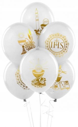  Fehér áldozási lufi 5 db 27 cm-es áldozóballon