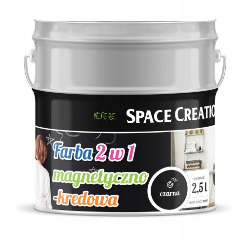 Mágneses akril táblafesték Space Creation 2,5 l, félmatt fekete