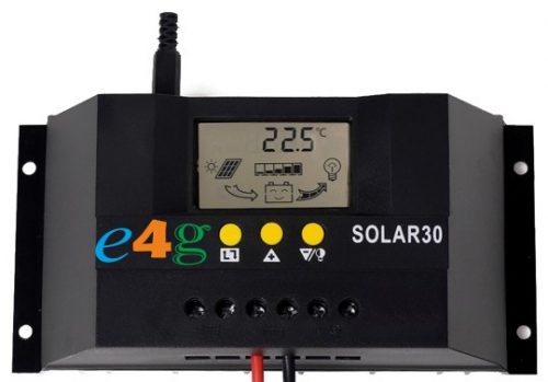 Napelemes vezérlő 30A 12V/24V PWM LCD PV