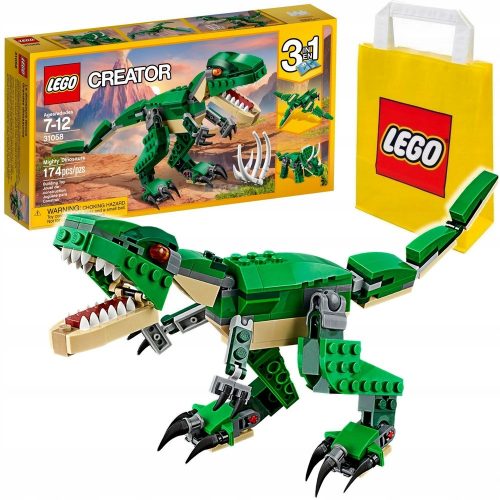  LEGO Creator 3 az 1-ben 31058 hatalmas dinoszauruszok + LEGO papírzacskó 001-2021-2022-2023-2024