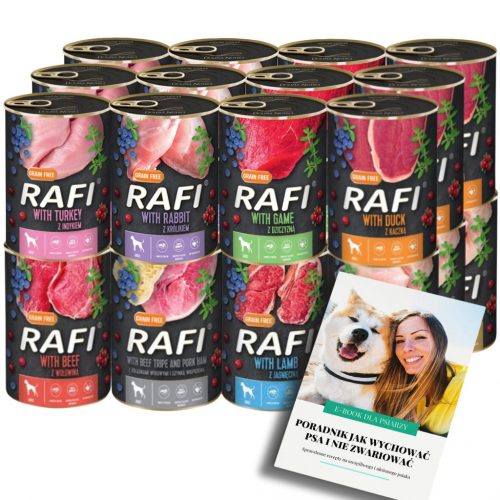  RAFI CLASSIC Nedves táp DOGS MIX 8 FLAVORS készlet 24x400g + EBOOK DOG