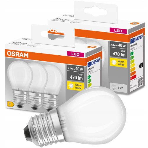 6x LED izzó golyó E27 4W = 40W 2700K OSRAM BASE